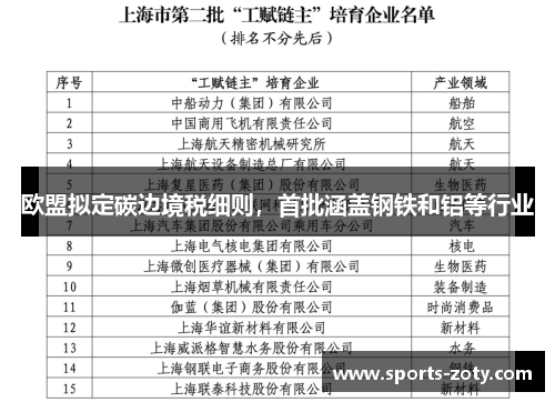 欧盟拟定碳边境税细则，首批涵盖钢铁和铝等行业